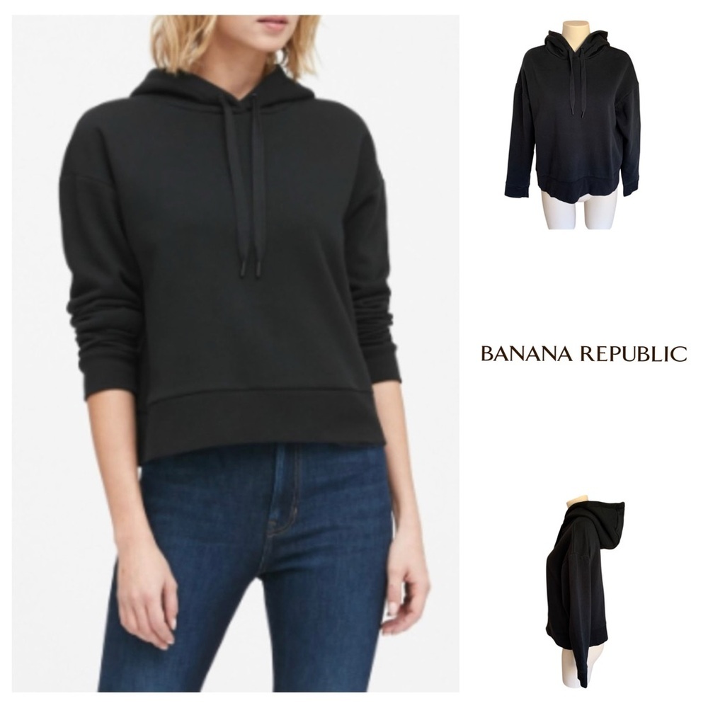 50% OFF MOVING SALE Banana Republic Boxy Hoodie Sweatshirt Solid Black Small